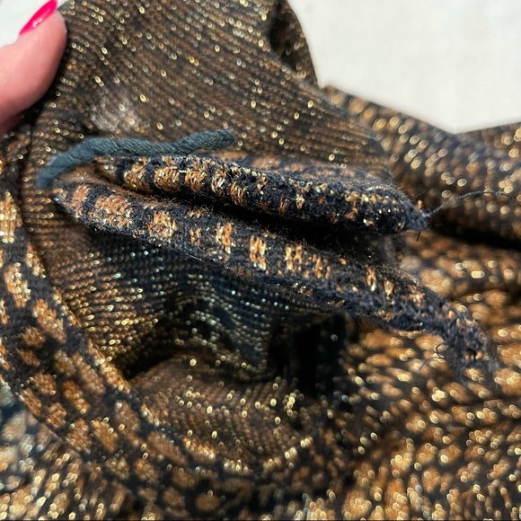 Vintage ILGWU metallic thread animal print top blouse padded shoulders oversized - Picture 7 of 7